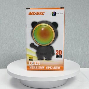 X-878 Wireless Speaker Bear Astronaut RGB Lights 3D Sound Hi-Fi Audio Black